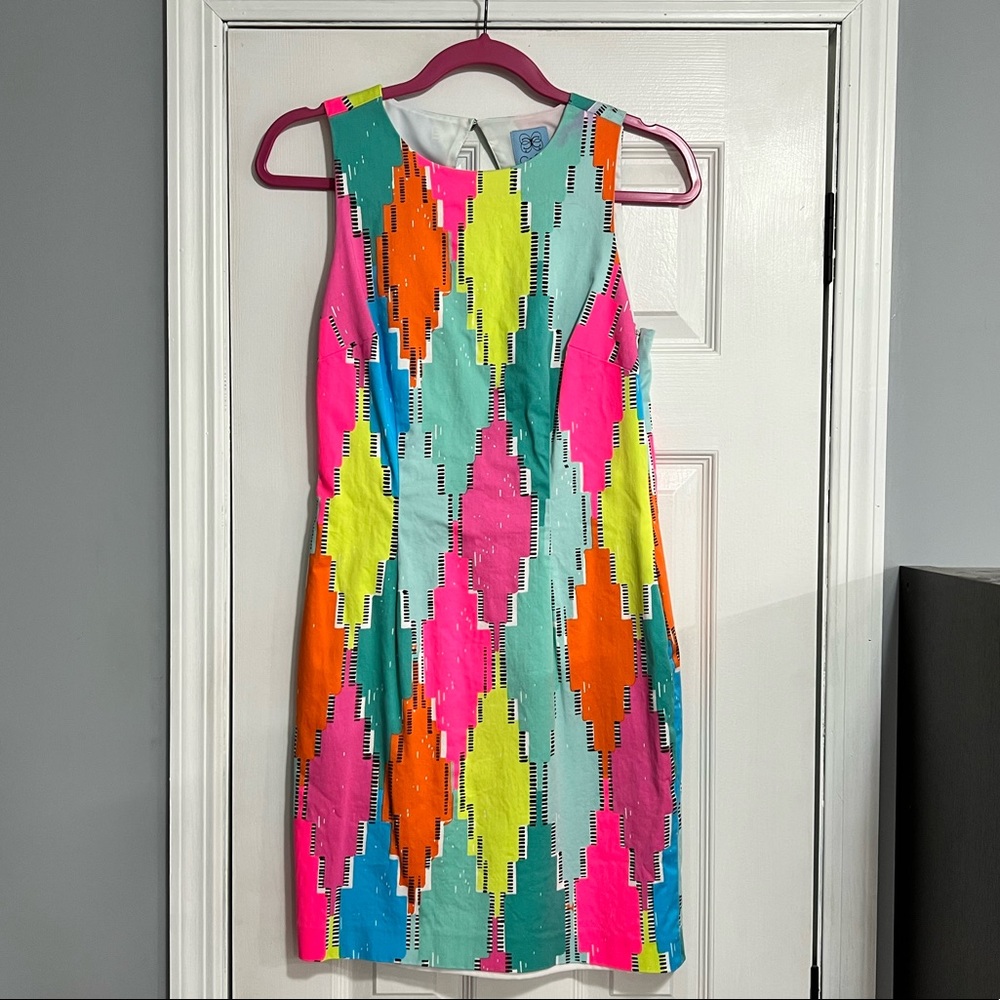 CeCe Neon Geometric Print Dress